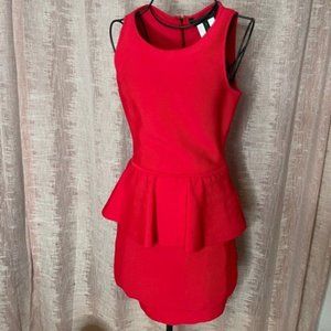 BCBG MAXAZRIA Francis Poppy Red Peplum Dress